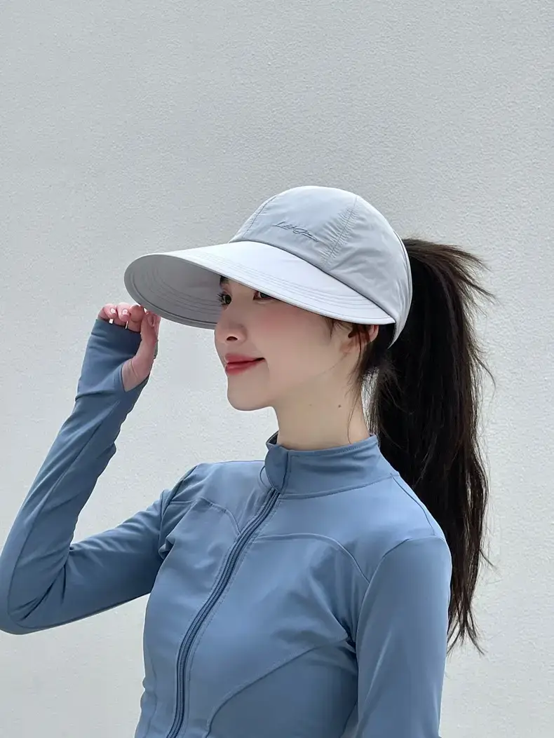 Women's Light Gray Baseball Cap with Ponytail — feature 11