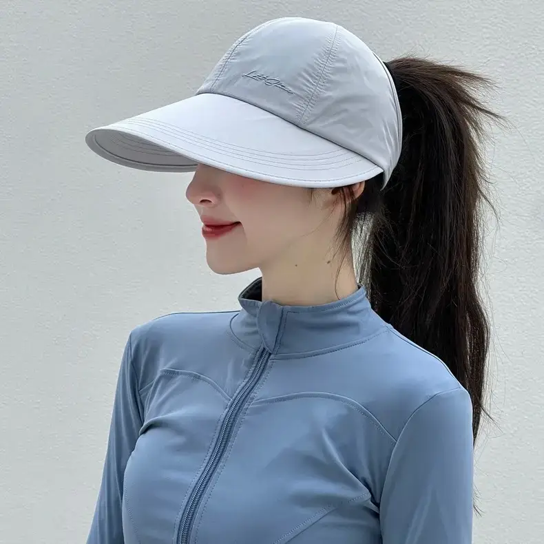 Women's Light Gray Baseball Cap with Ponytail - Image 2