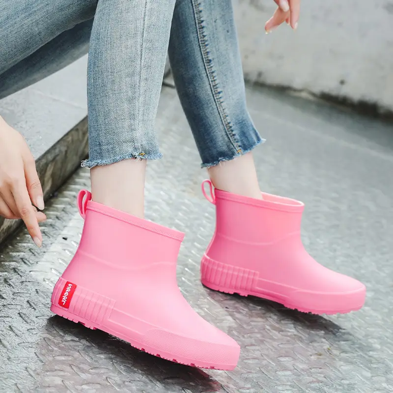 Japanese Style Rain Shoes Women's Fashionable Outer Wear overshoes Lightweight Waterproof Rubber Shoes New Work Non-Slip Adult Short Rain Boots - Image 4