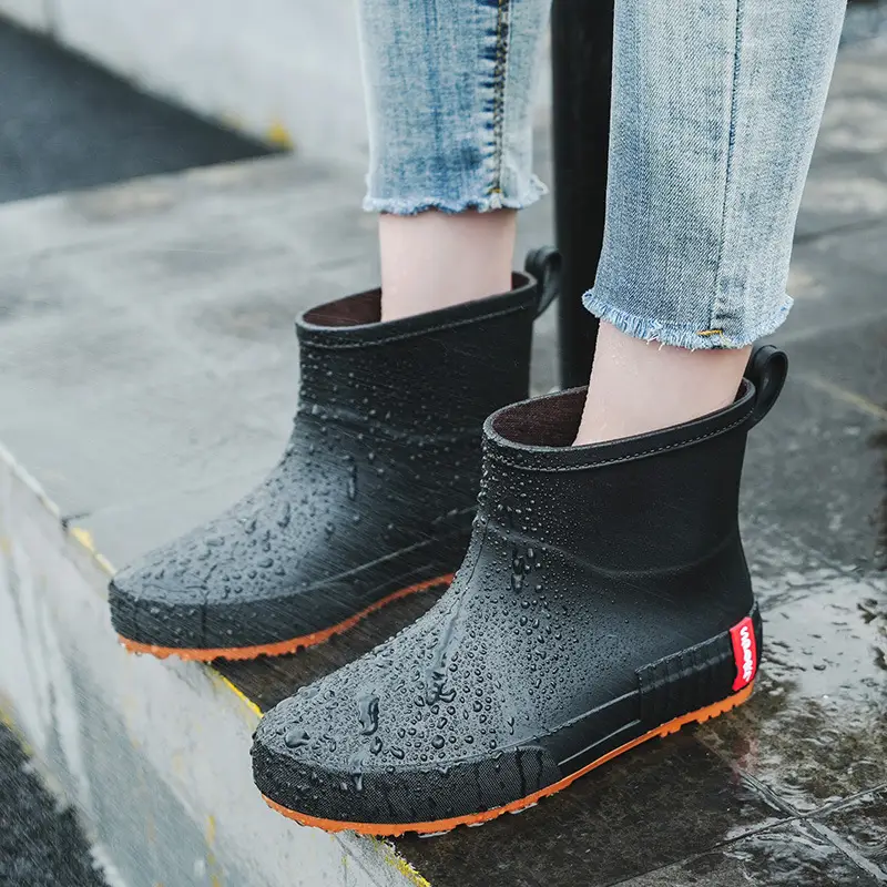 Japanese Style Rain Shoes Women's Fashionable Outer Wear overshoes Lightweight Waterproof Rubber Shoes New Work Non-Slip Adult Short Rain Boots - Image 5
