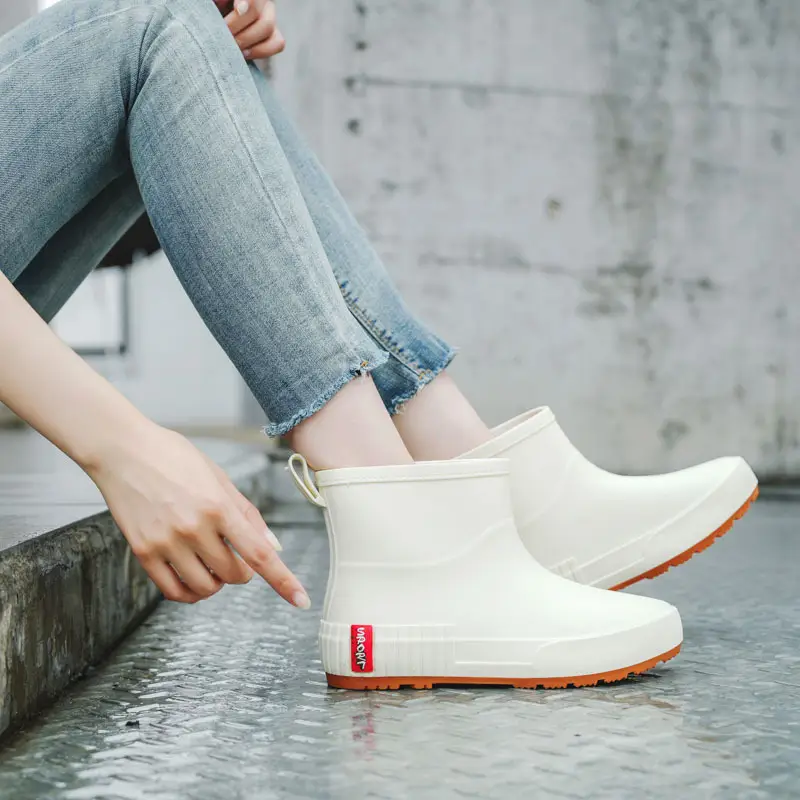 Japanese Style Rain Shoes Women's Fashionable Outer Wear overshoes Lightweight Waterproof Rubber Shoes New Work Non-Slip Adult Short Rain Boots - Image 6