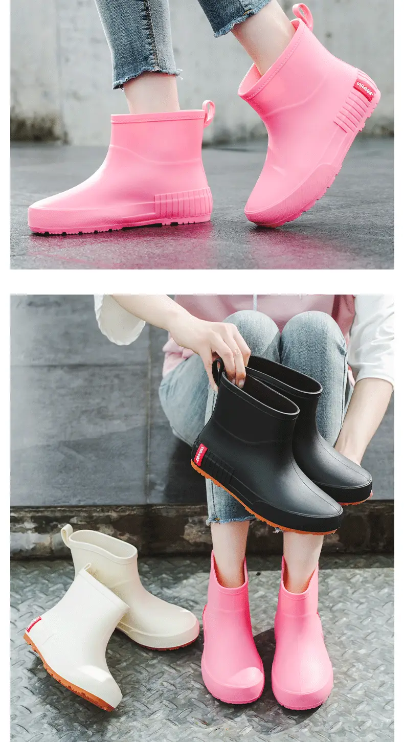 Japanese Style Rain Shoes Women's Fashionable Outer Wear overshoes Lightweight Waterproof Rubber Shoes New Work Non-Slip Adult Short Rain Boots — feature 12