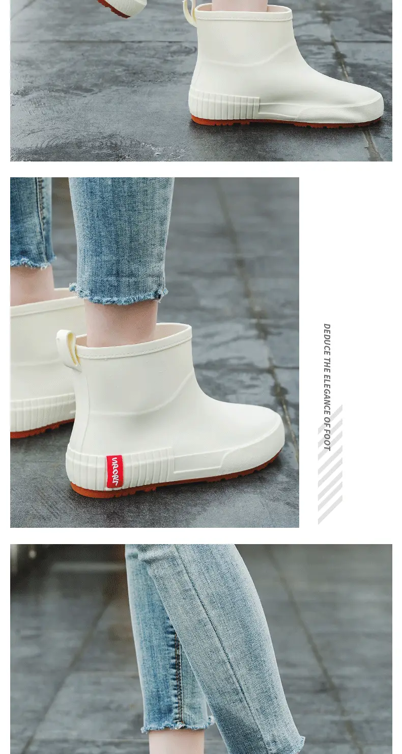 Japanese Style Rain Shoes Women's Fashionable Outer Wear overshoes Lightweight Waterproof Rubber Shoes New Work Non-Slip Adult Short Rain Boots — feature 14