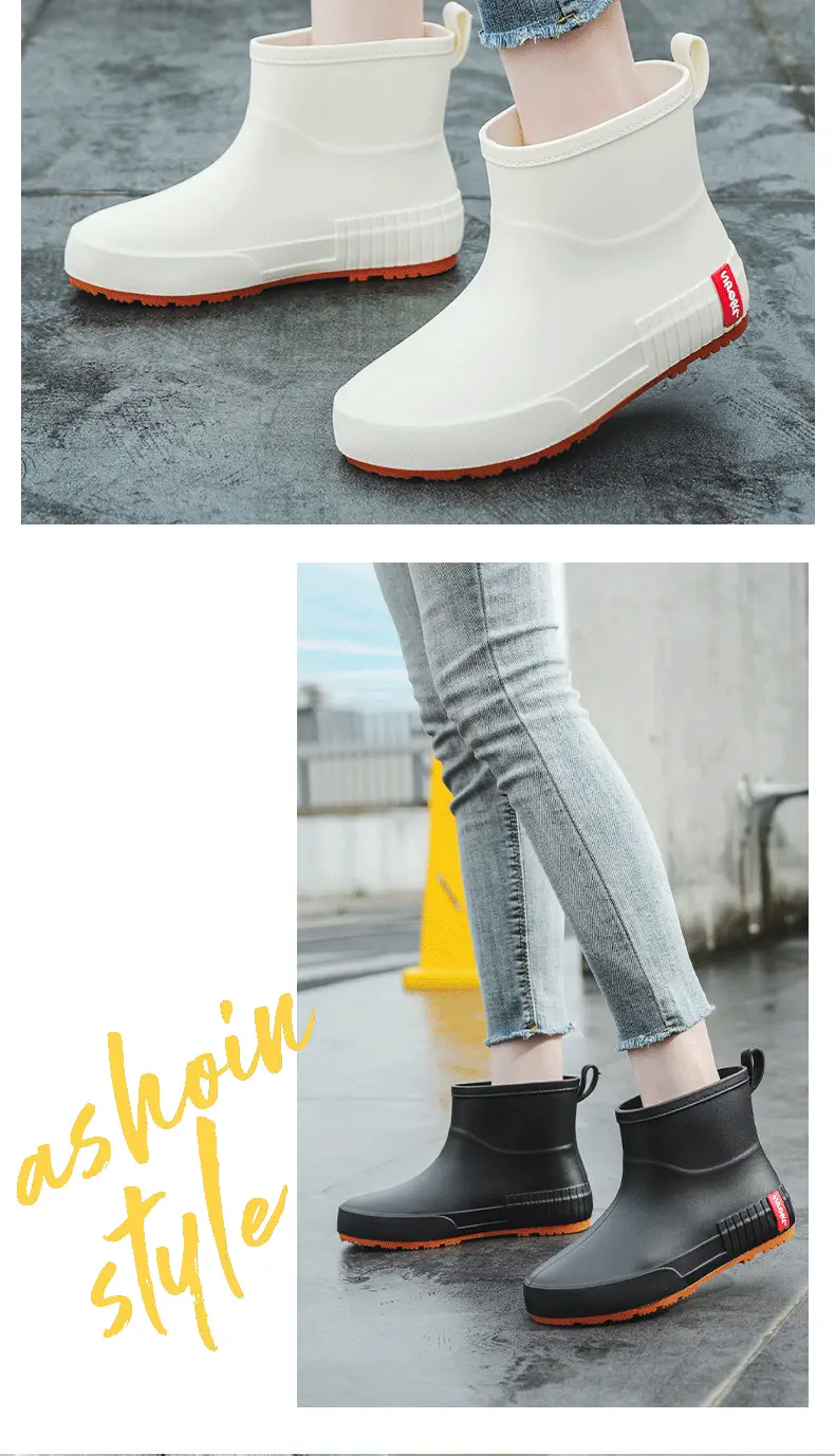 Japanese Style Rain Shoes Women's Fashionable Outer Wear overshoes Lightweight Waterproof Rubber Shoes New Work Non-Slip Adult Short Rain Boots — feature 15