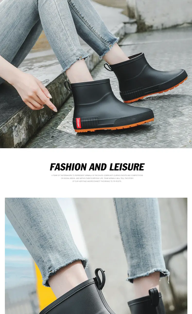 Japanese Style Rain Shoes Women's Fashionable Outer Wear overshoes Lightweight Waterproof Rubber Shoes New Work Non-Slip Adult Short Rain Boots — feature 16
