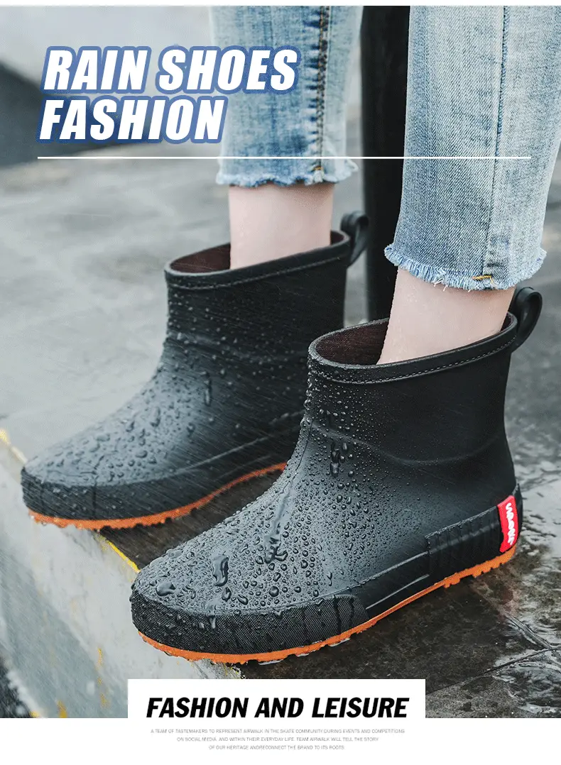Japanese Style Rain Shoes Women's Fashionable Outer Wear overshoes Lightweight Waterproof Rubber Shoes New Work Non-Slip Adult Short Rain Boots — feature 2