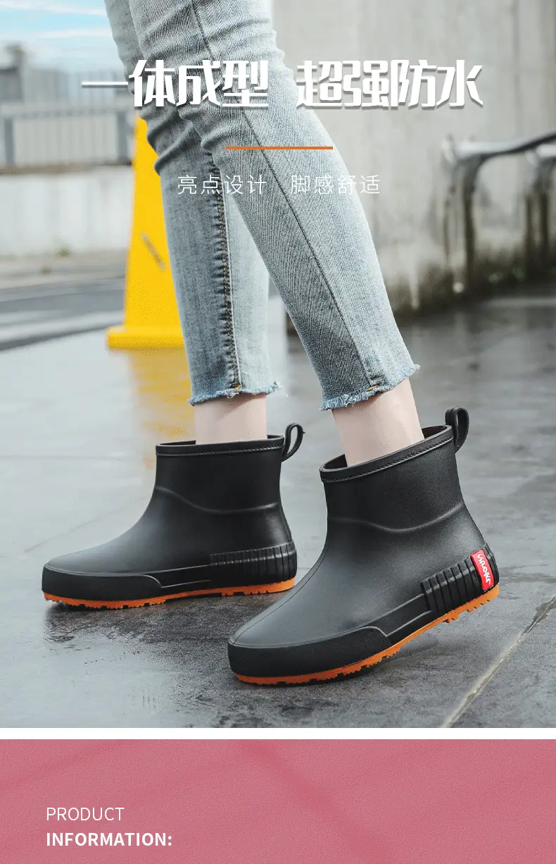 Japanese Style Rain Shoes Women's Fashionable Outer Wear overshoes Lightweight Waterproof Rubber Shoes New Work Non-Slip Adult Short Rain Boots — feature 4