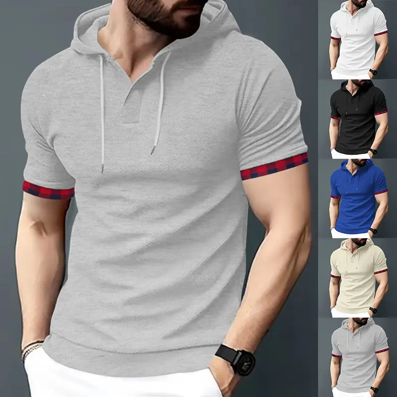 Men's White Short Sleeve Hooded T-Shirt Large - Image 8