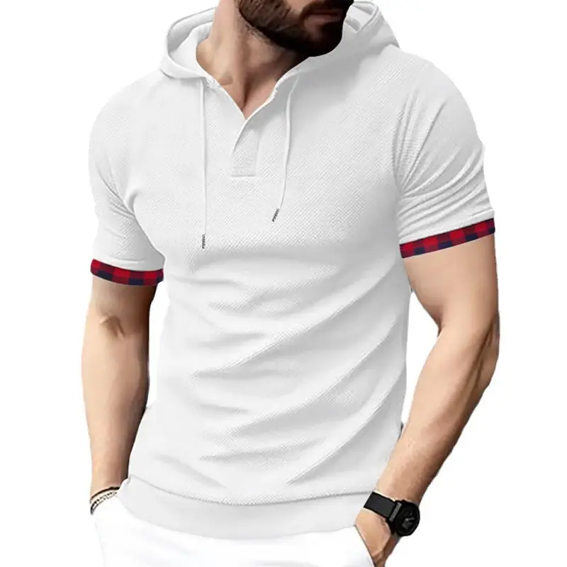 Men's White Short Sleeve Hooded T-Shirt Large - Image 9