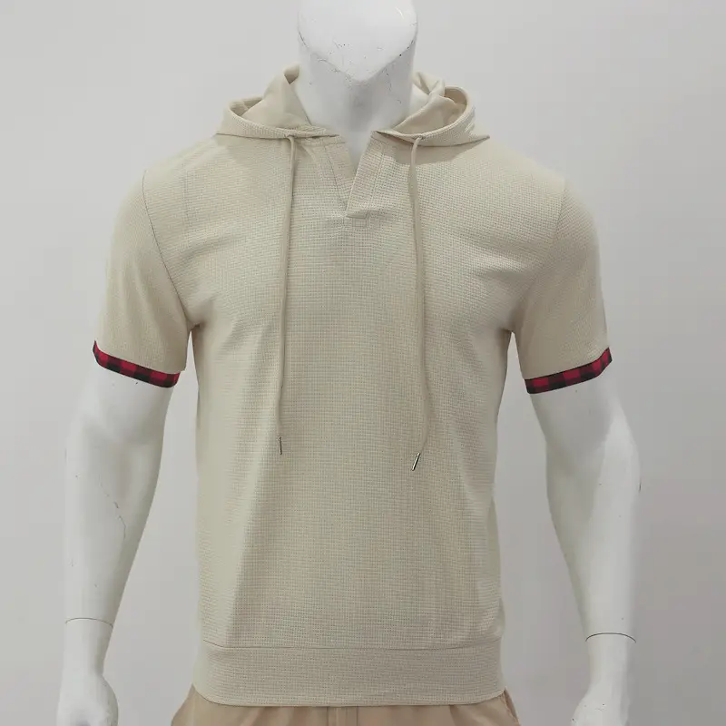 Men's White Short Sleeve Hooded T-Shirt Large — feature 11