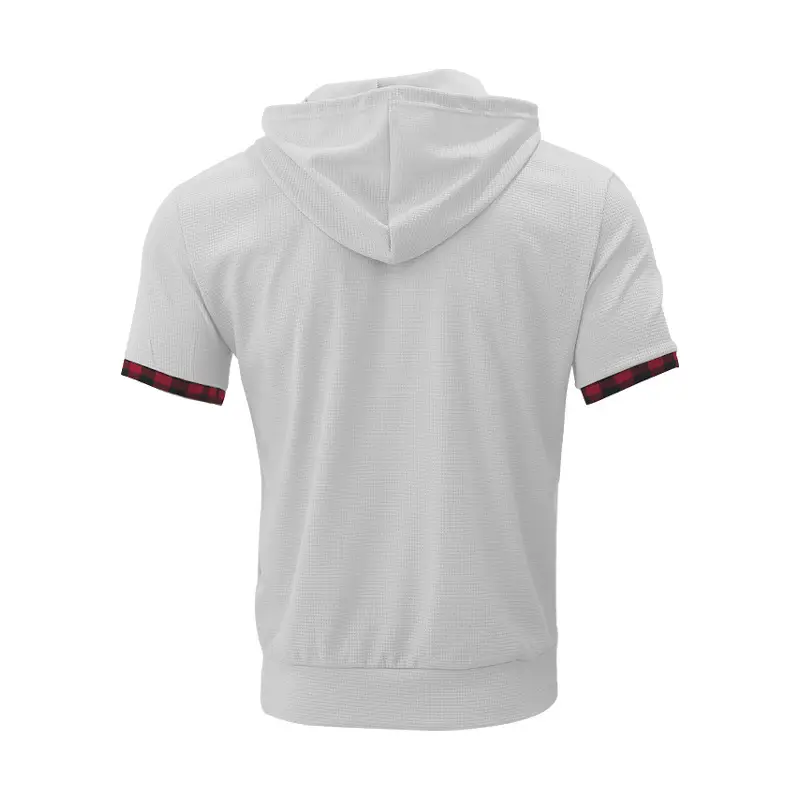 Men's White Short Sleeve Hooded T-Shirt Large — feature 39