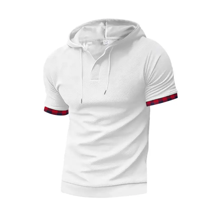 Men's White Short Sleeve Hooded T-Shirt Large — feature 40
