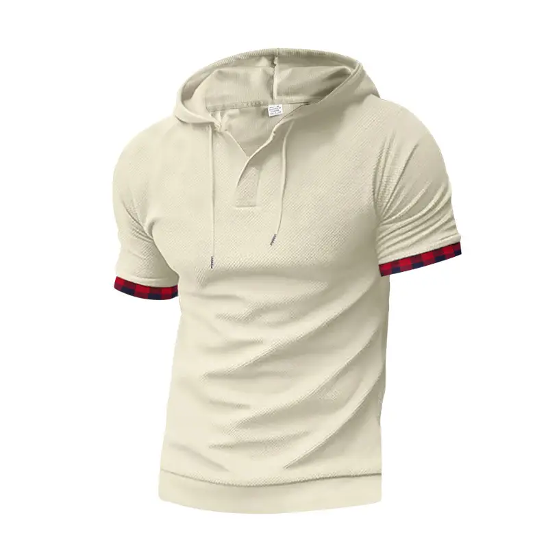 Men's White Short Sleeve Hooded T-Shirt Large — feature 46