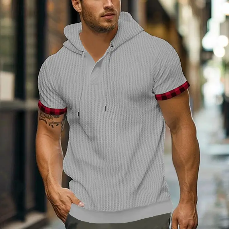 Men's White Short Sleeve Hooded T-Shirt Large — feature 5