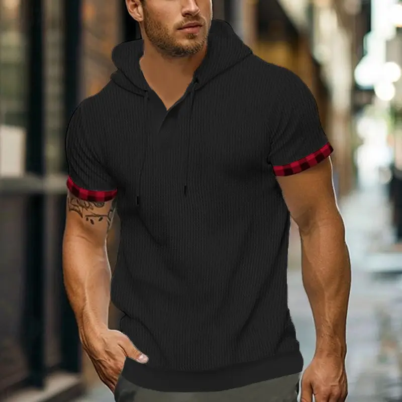 Men's White Short Sleeve Hooded T-Shirt Large — feature 6