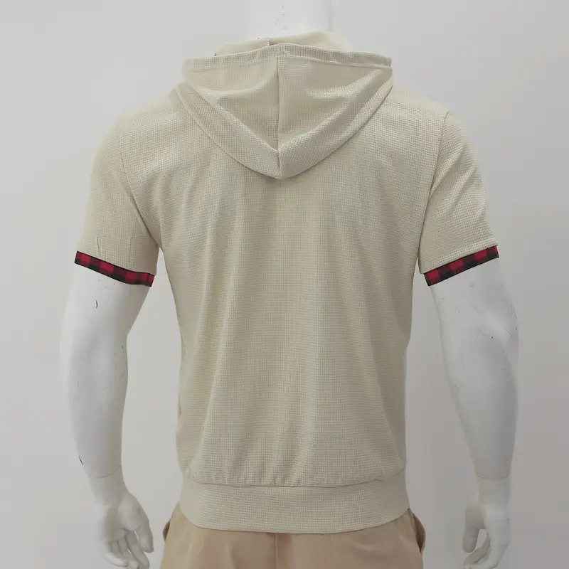 Men's White Short Sleeve Hooded T-Shirt Large — feature 9