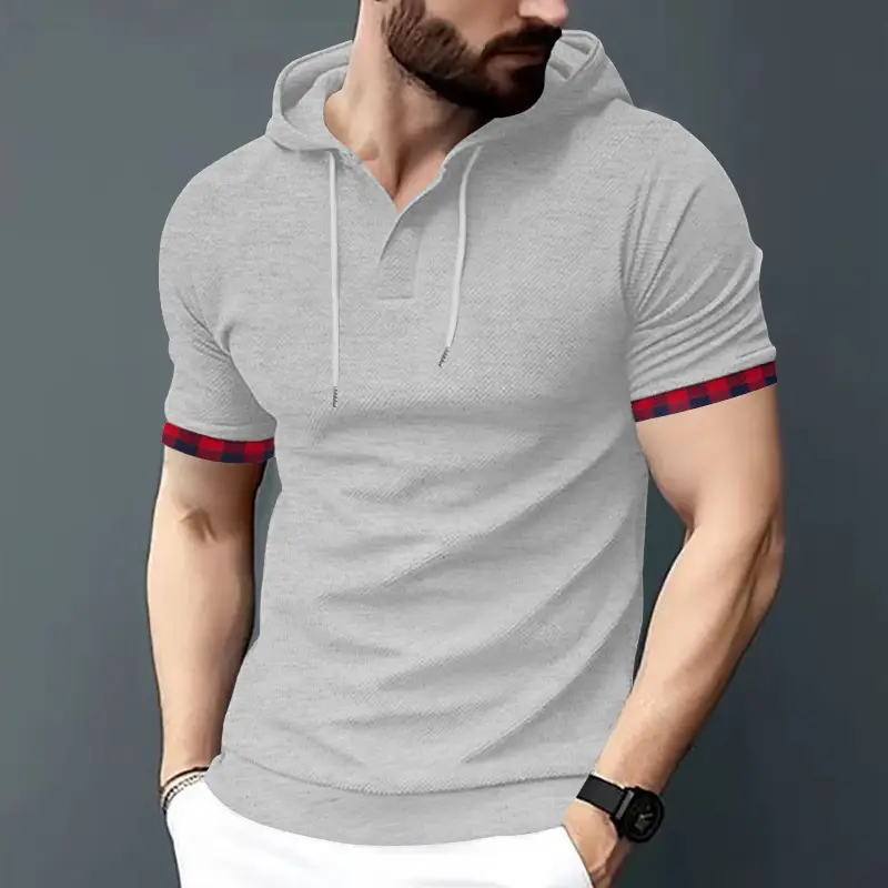 Men's White Short Sleeve Hooded T-Shirt Large - Image 2