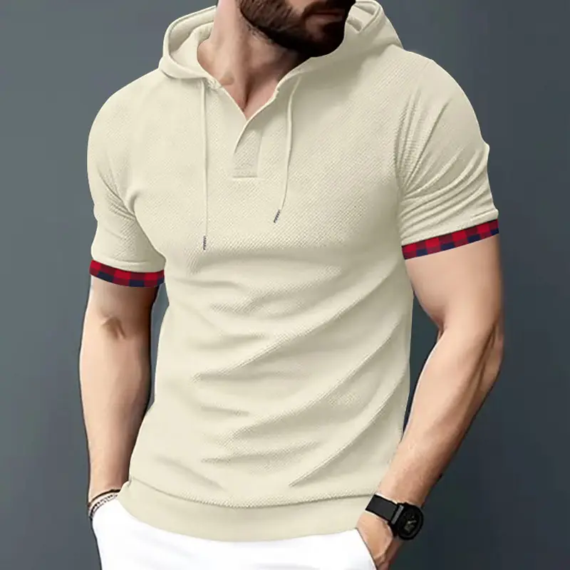 Men's White Short Sleeve Hooded T-Shirt Large - Image 4