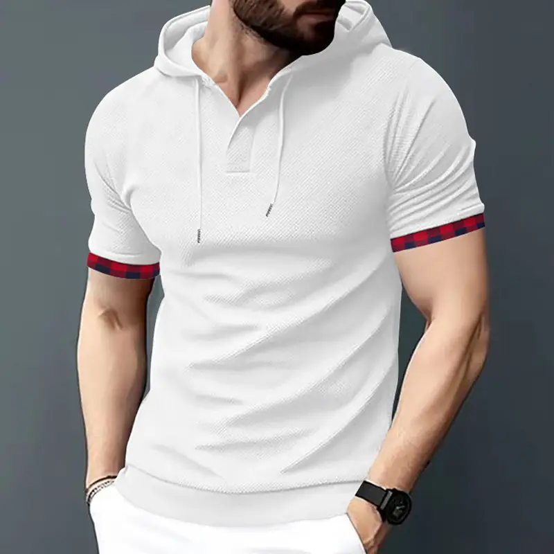 Men's White Short Sleeve Hooded T-Shirt Large - Image 5