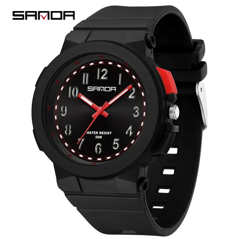 Sanda Pink Silicone Student Watch with LED Light