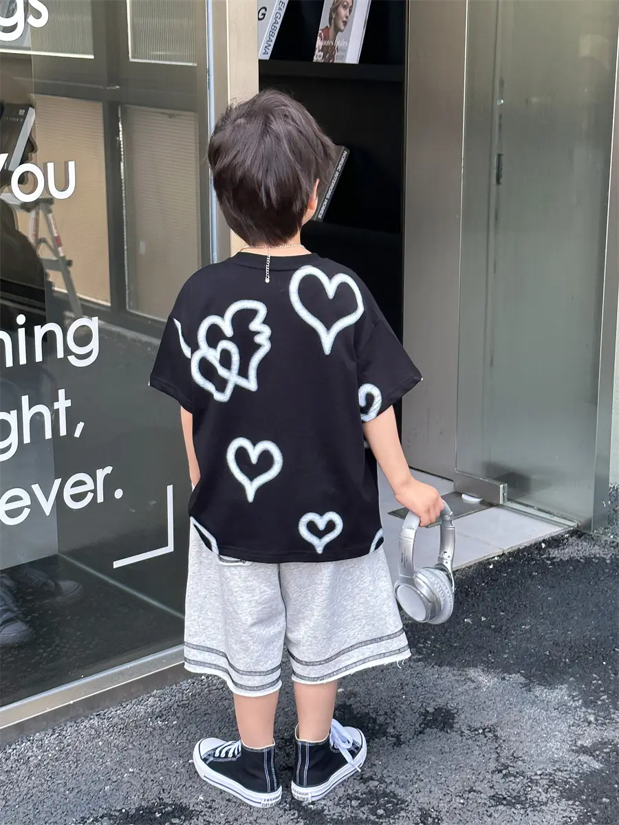 Boys White Heart Print Short Sleeve T-Shirt 2025 — feature 20