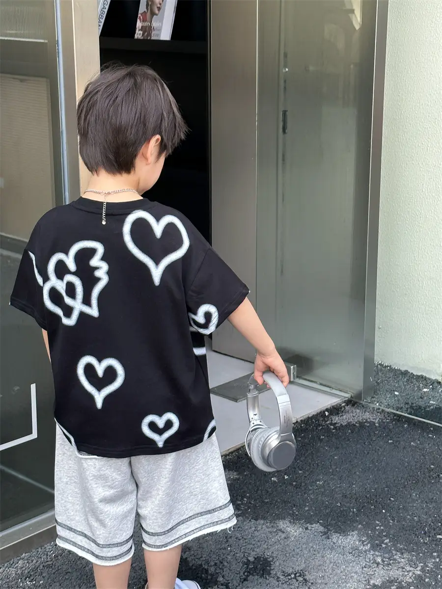 Boys White Heart Print Short Sleeve T-Shirt 2025 — feature 22