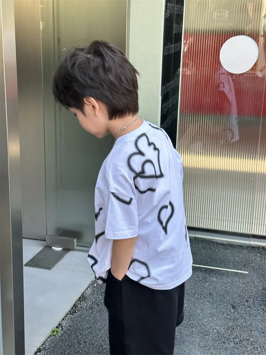 Boys White Heart Print Short Sleeve T-Shirt 2025 — feature 44