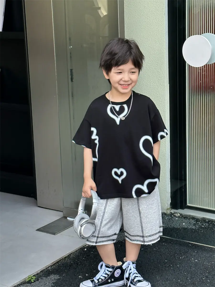 Boys White Heart Print Short Sleeve T-Shirt 2025 — feature 7