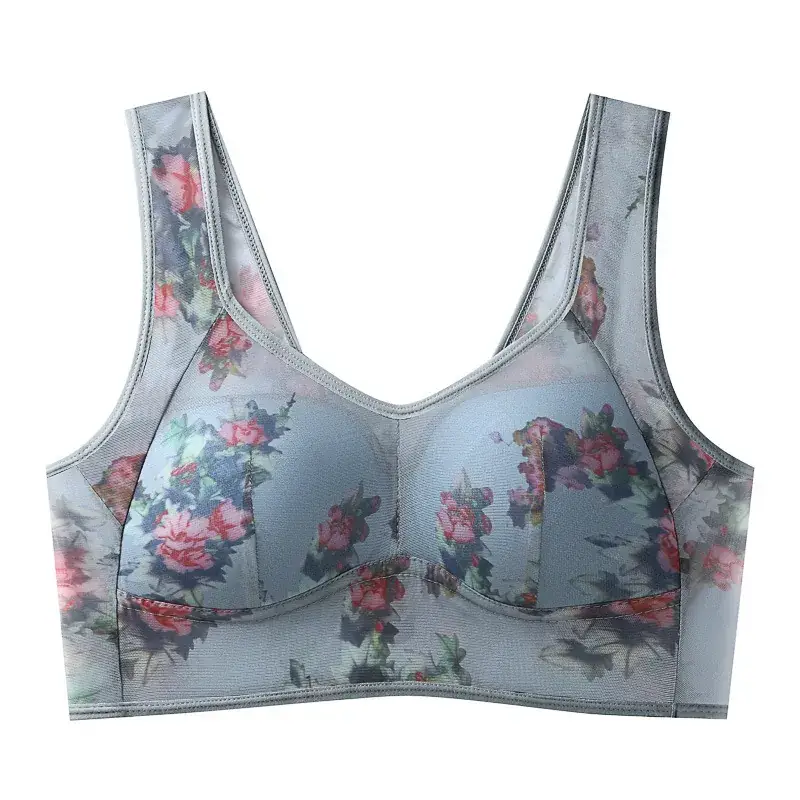 Plus Size Lace Underwear Women's Rimless Back Vest Bra