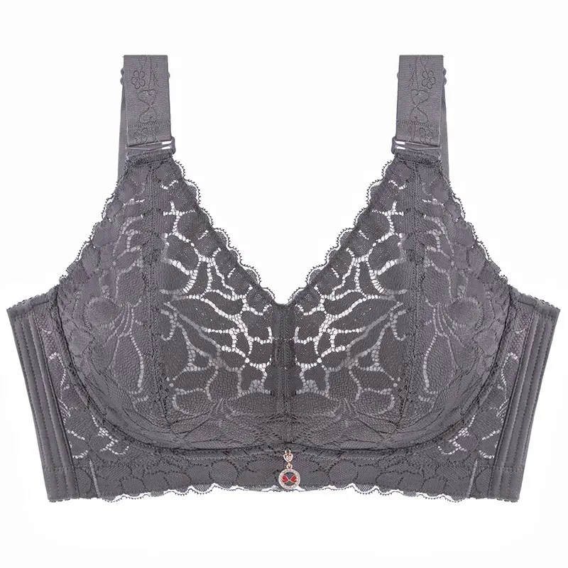 Non-rimless Underwear Large Chest Showy Small Anti-sagging Full Cup Ultra-thin Adjustable Bra Gathering Plus Size Bra