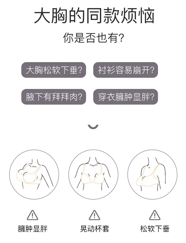 Non-rimless Underwear Large Chest Showy Small Anti-sagging Full Cup Ultra-thin Adjustable Bra Gathering Plus Size Bra — feature 2