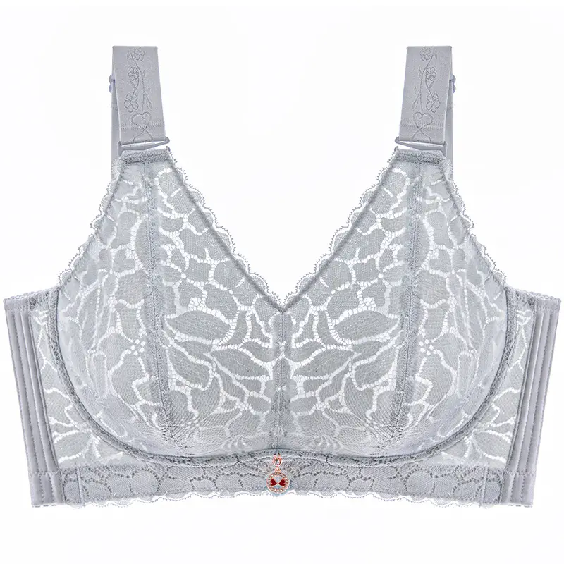 Non-rimless Underwear Large Chest Showy Small Anti-sagging Full Cup Ultra-thin Adjustable Bra Gathering Plus Size Bra