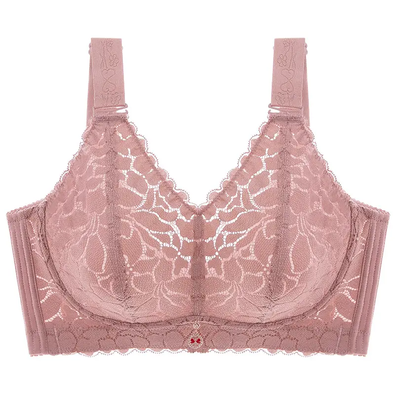 Non-rimless Underwear Large Chest Showy Small Anti-sagging Full Cup Ultra-thin Adjustable Bra Gathering Plus Size Bra