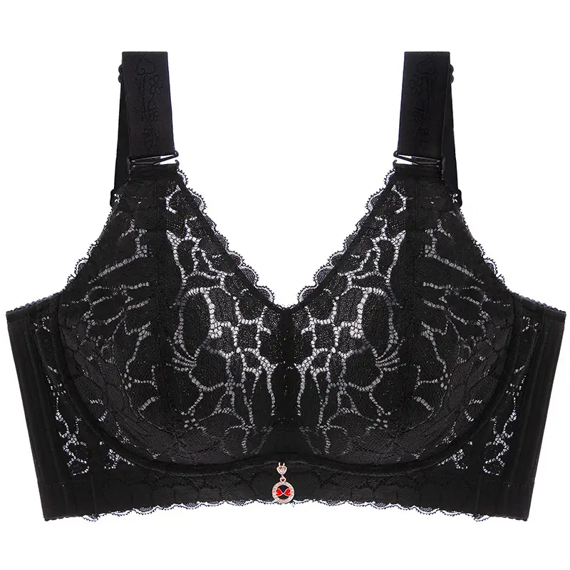 Non-rimless Underwear Large Chest Showy Small Anti-sagging Full Cup Ultra-thin Adjustable Bra Gathering Plus Size Bra