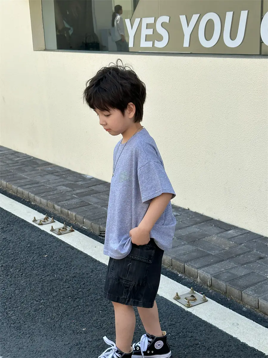 Boys Summer T-Shirt Blue Short Sleeve Loose Fit Kids 2025 — feature 15