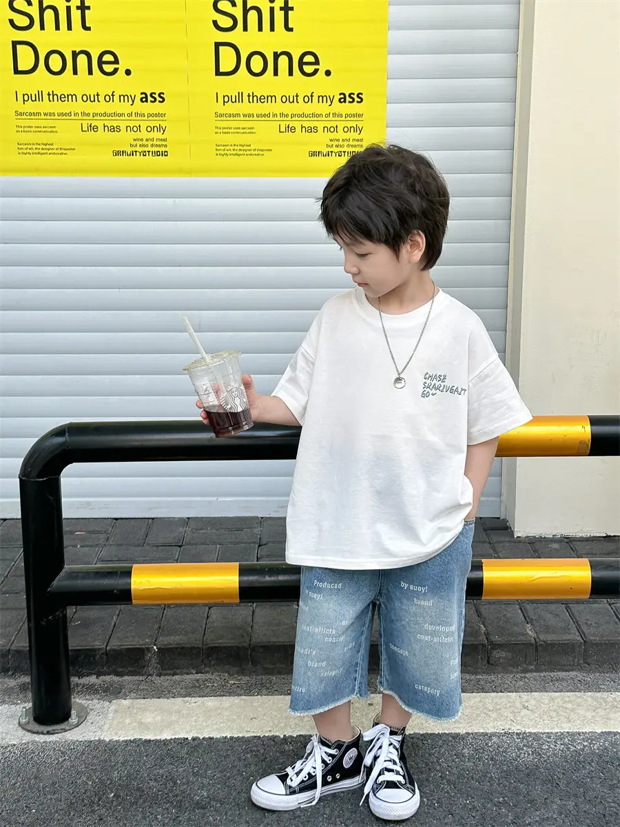 Boys Summer T-Shirt Blue Short Sleeve Loose Fit Kids 2025 — feature 16