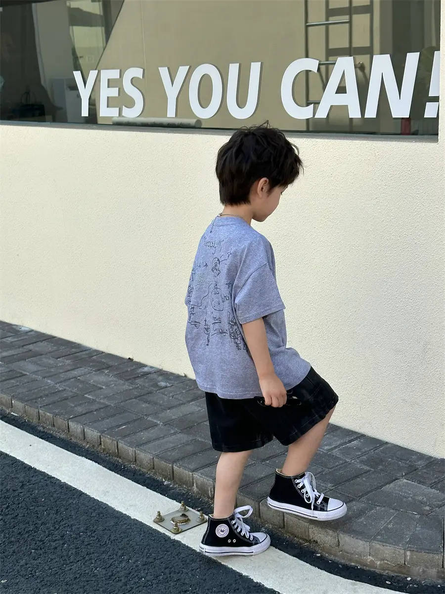 Boys Summer T-Shirt Blue Short Sleeve Loose Fit Kids 2025 — feature 17