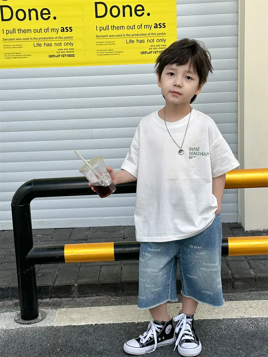 Boys Summer T-Shirt Blue Short Sleeve Loose Fit Kids 2025 — feature 18