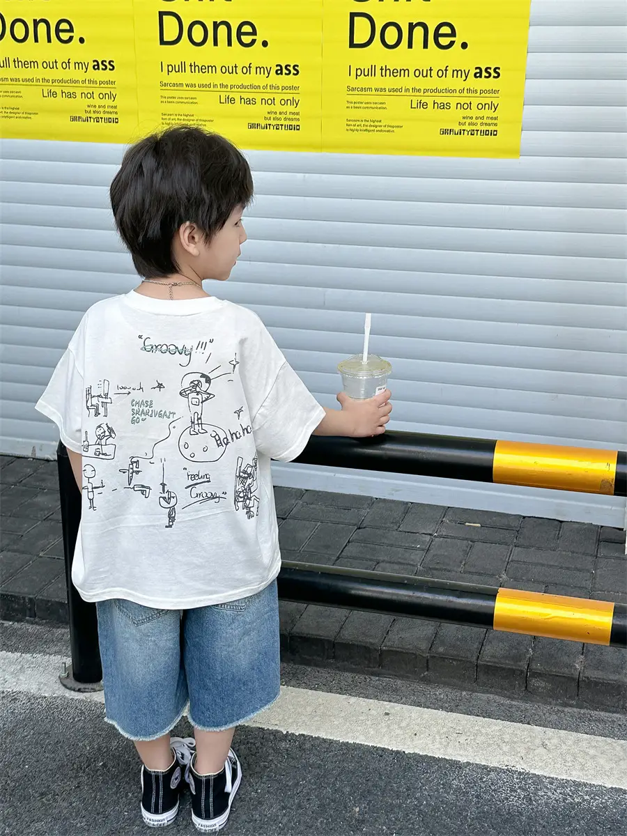 Boys Summer T-Shirt Blue Short Sleeve Loose Fit Kids 2025 — feature 20