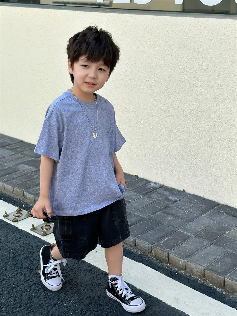Boys Summer T-Shirt Blue Short Sleeve Loose Fit Kids 2025 — feature 21