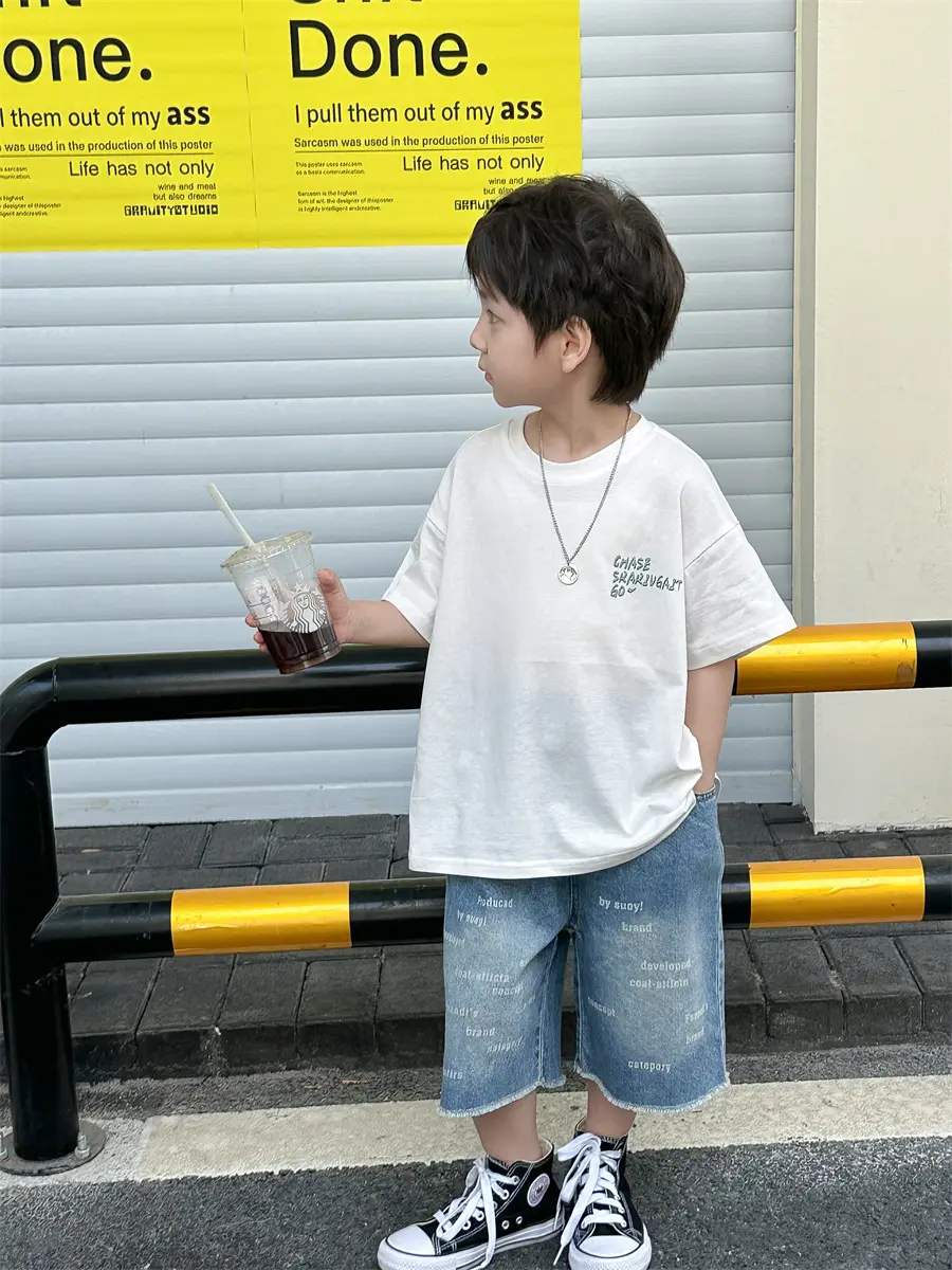 Boys Summer T-Shirt Blue Short Sleeve Loose Fit Kids 2025 — feature 22