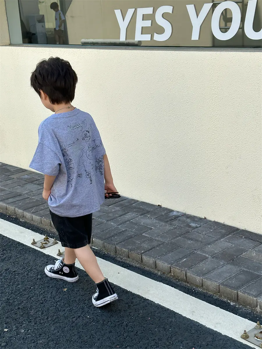 Boys Summer T-Shirt Blue Short Sleeve Loose Fit Kids 2025 — feature 23