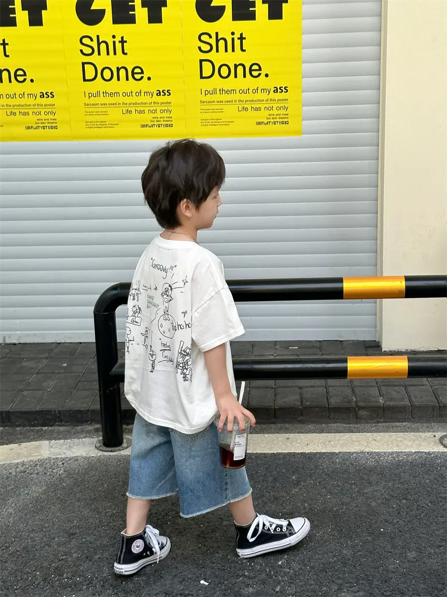 Boys Summer T-Shirt Blue Short Sleeve Loose Fit Kids 2025 — feature 26