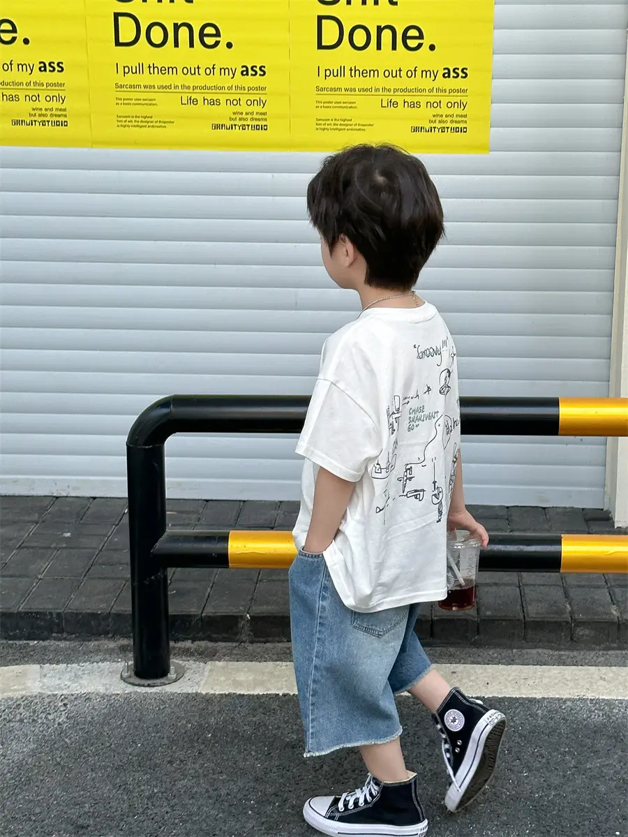 Boys Summer T-Shirt Blue Short Sleeve Loose Fit Kids 2025 — feature 28