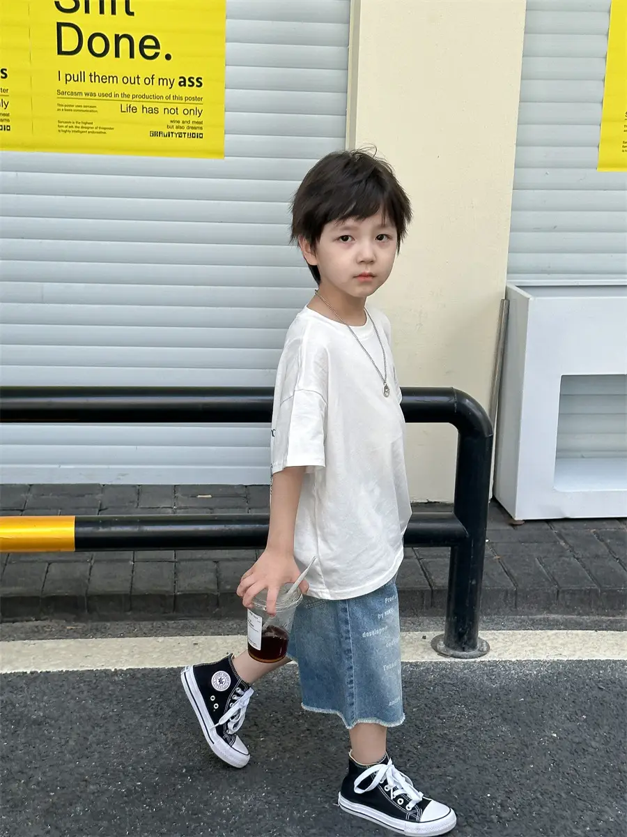 Boys Summer T-Shirt Blue Short Sleeve Loose Fit Kids 2025 — feature 30