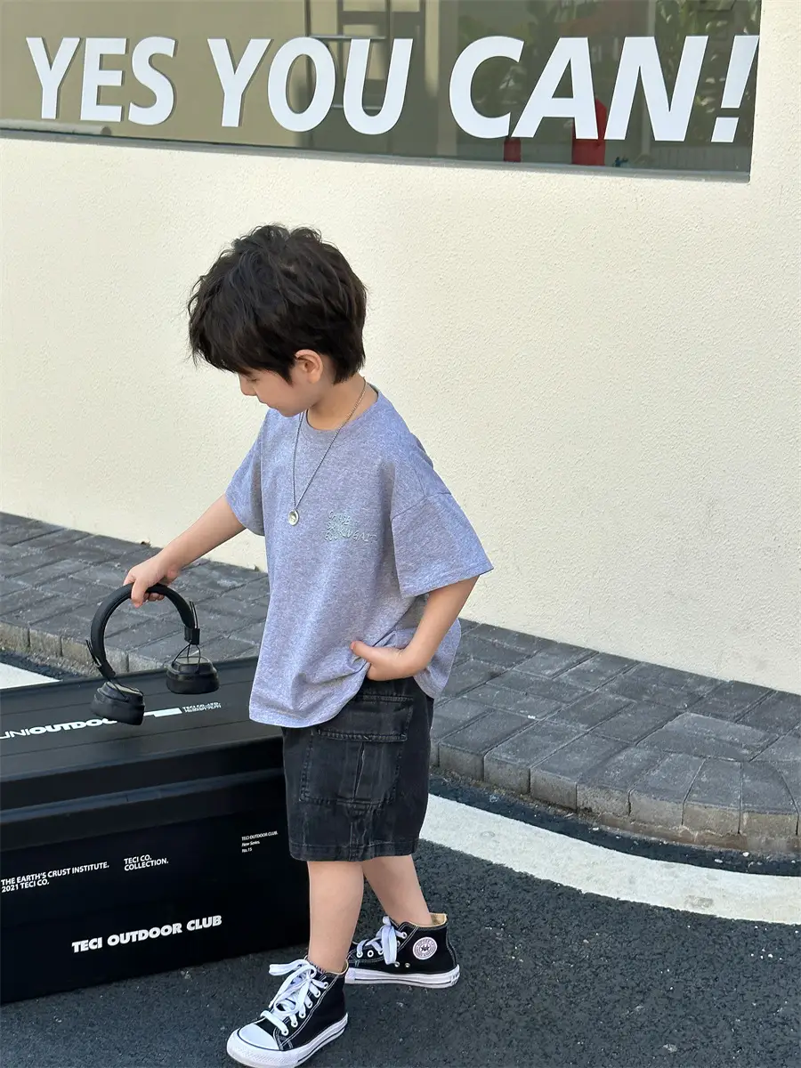 Boys Summer T-Shirt Blue Short Sleeve Loose Fit Kids 2025 — feature 35
