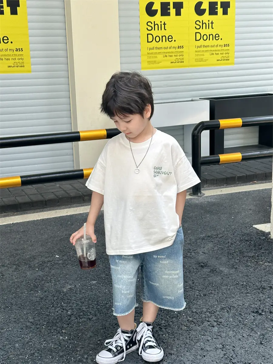 Boys Summer T-Shirt Blue Short Sleeve Loose Fit Kids 2025 — feature 43