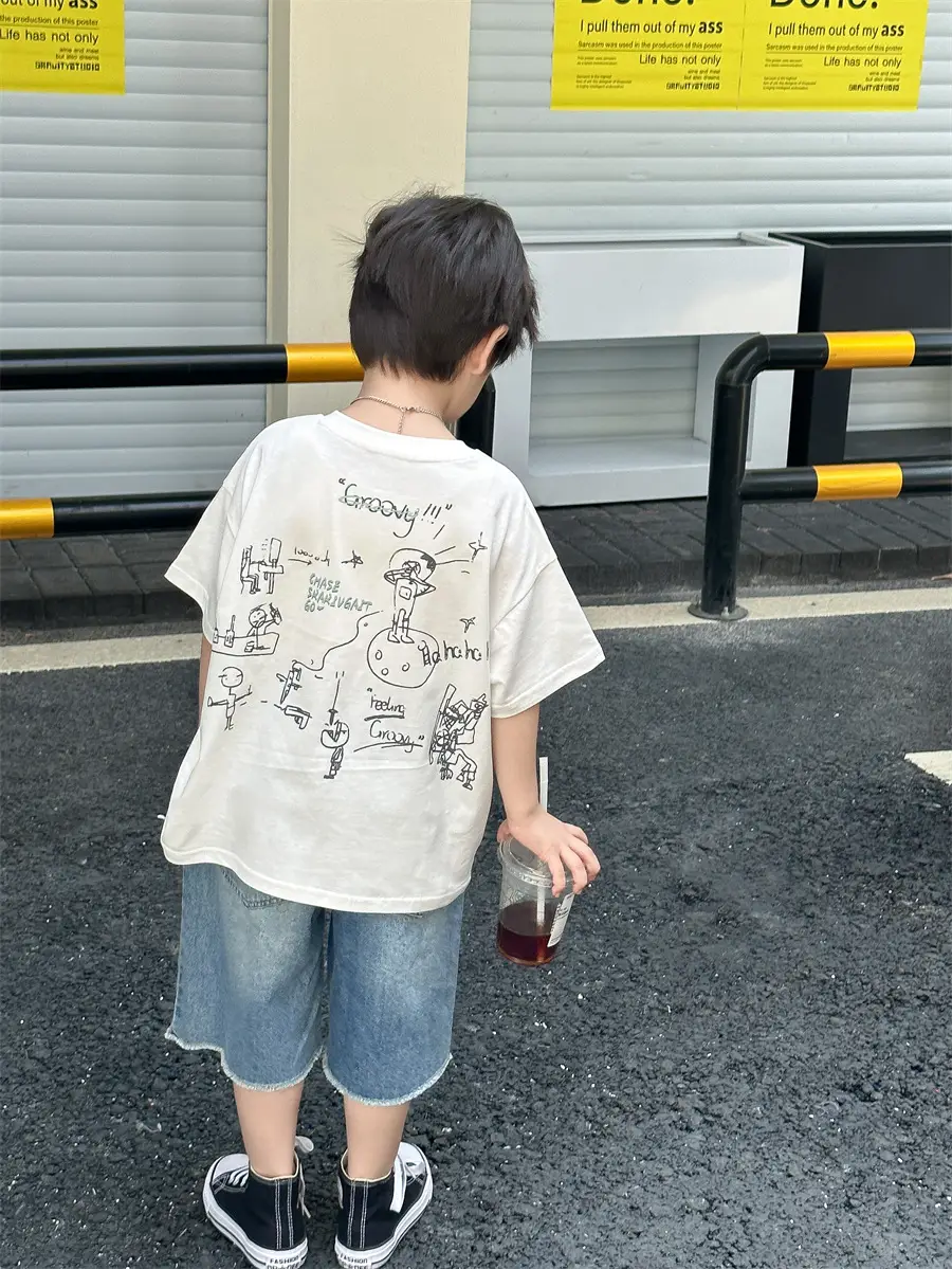 Boys Summer T-Shirt Blue Short Sleeve Loose Fit Kids 2025 — feature 45