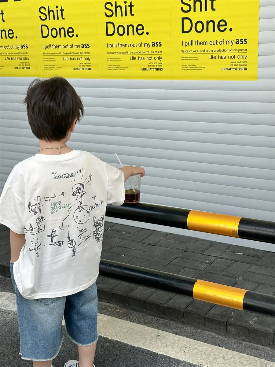 Boys Summer T-Shirt Blue Short Sleeve Loose Fit Kids 2025 — feature 47