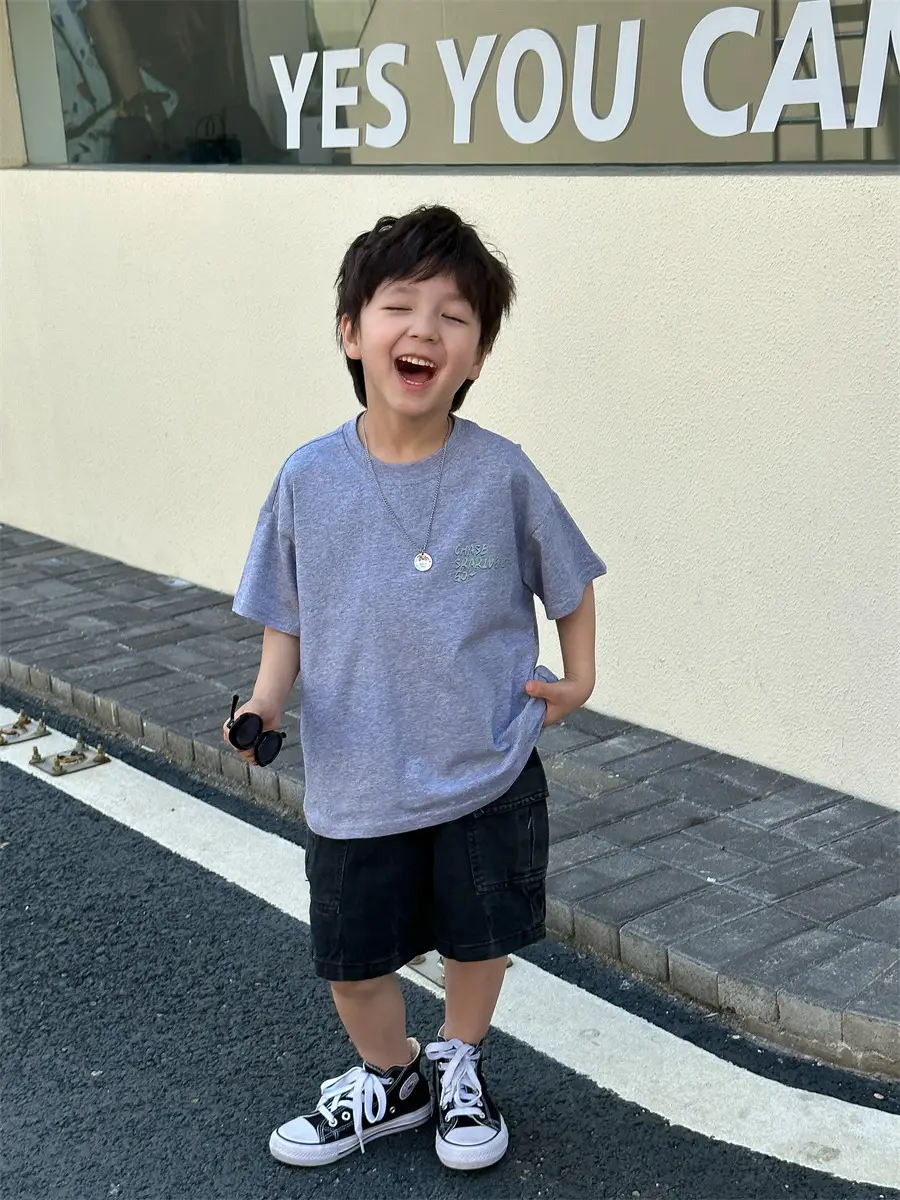 Boys Summer T-Shirt Blue Short Sleeve Loose Fit Kids 2025 — feature 8